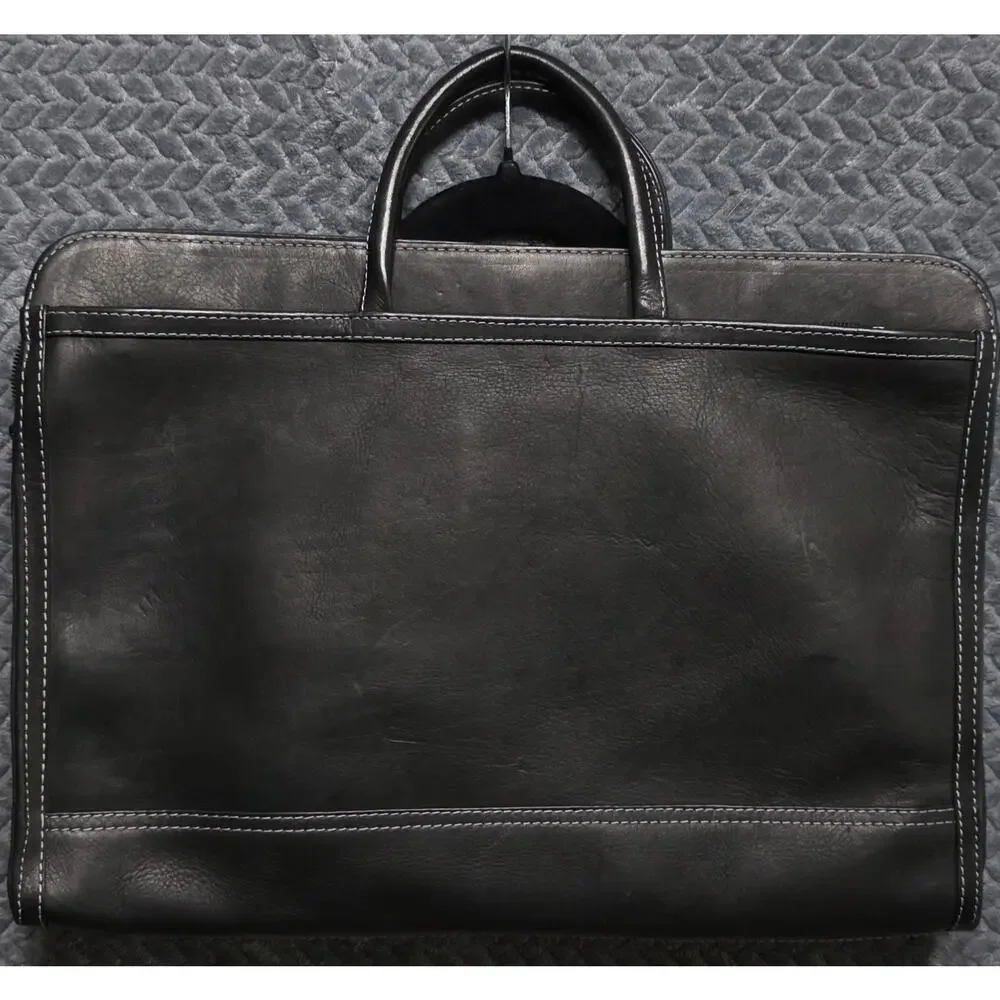 Black Faux Leather Briefcase Messenger Business Bag Carry Handle Shoulder Strap